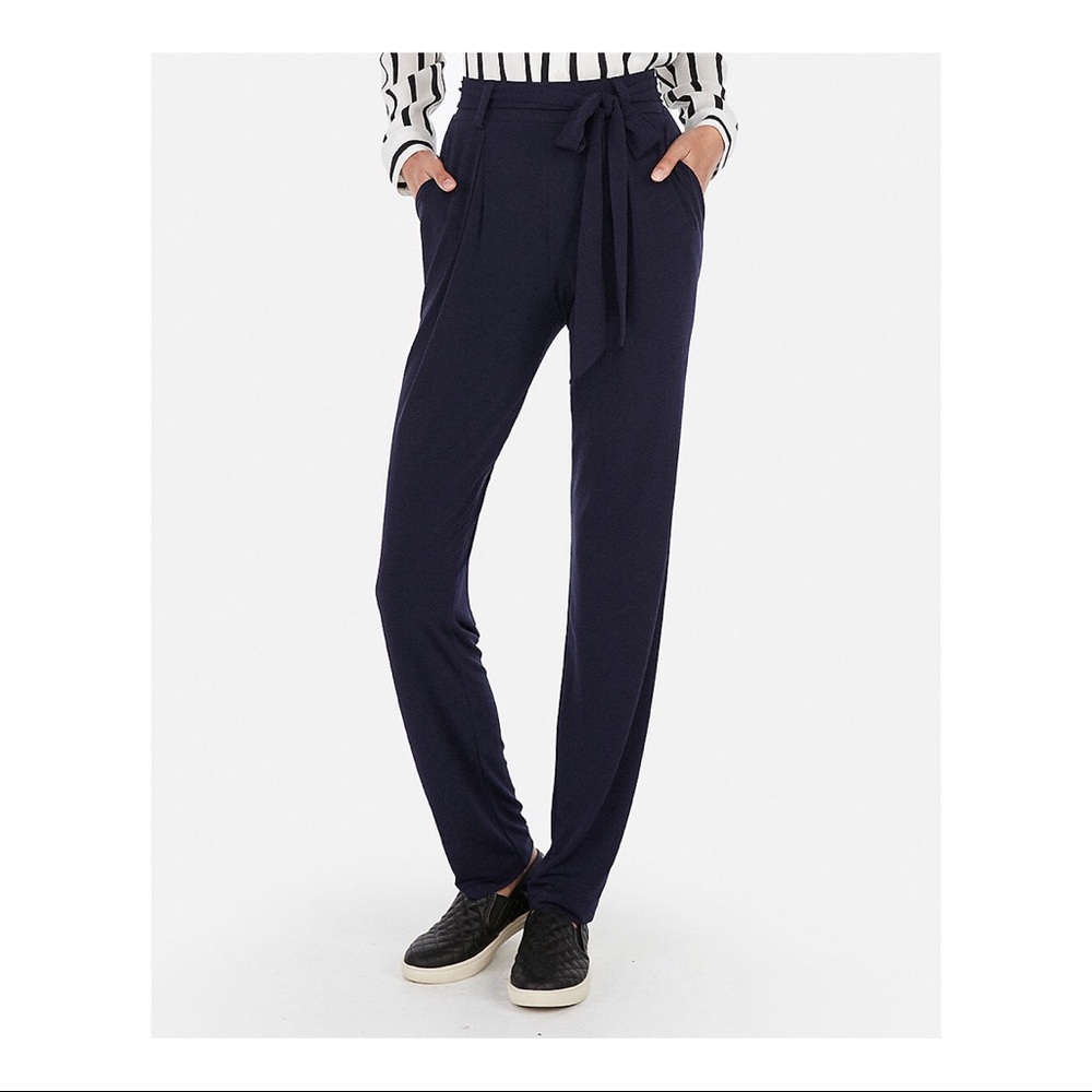 Black jersey tie waist pants